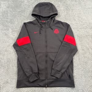 Nike Dri-FIT Ohio State Buckeyes Fleece Lined Full Zip Hoodie Sweatshirt Sz L